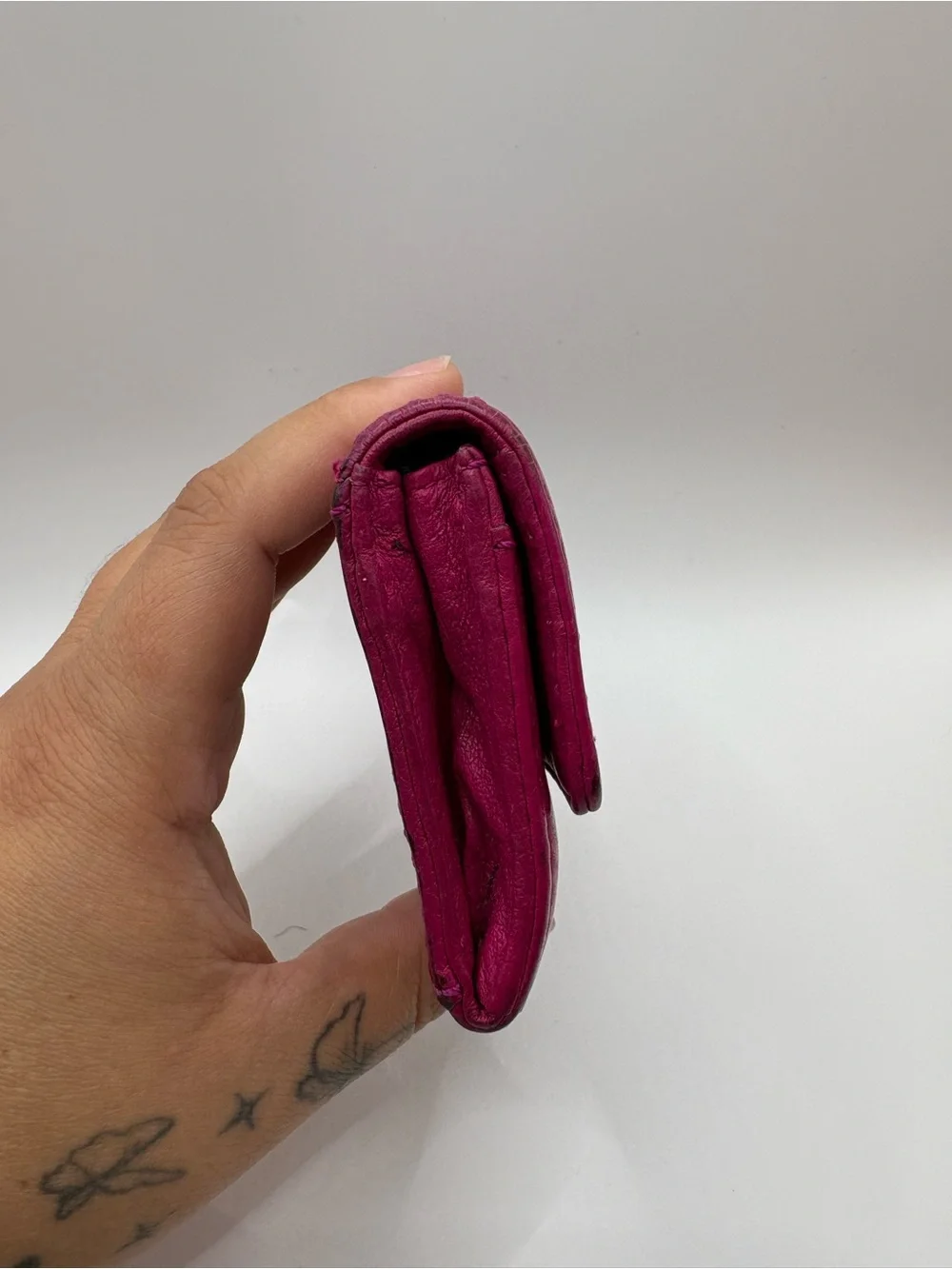 Michael Kors Hot Pink Leather Compact Wallet with Key Chain Attachment